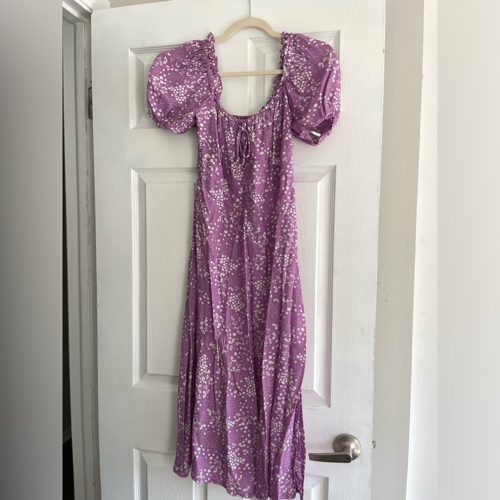 Faithfull the Brand purple floral midi dress